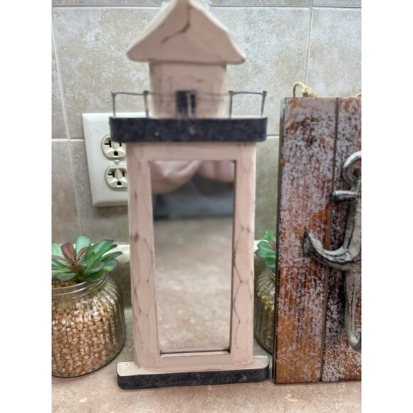 Nautical Bathroom Decor Lighthouse Mirror Anchor Hook Beach House Shore Home - Picture 4 of 13